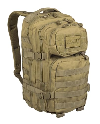 Mil-Tec Unisex Assault Pack - Rugged Durable Lightweight Ergonomic Versatile Tactical Outdoor Camping Hiking Backpack with Adjustable Padded Shoulder Straps & MOLLE Loops, Coyote, 20L - color: Coyote, style: 20l