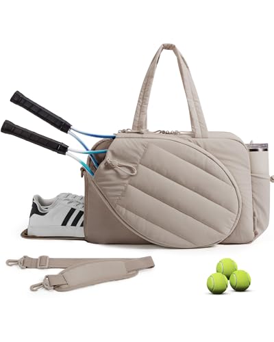 BAGSMART Tennis Gym Bag for Women, Tennis Backpack Holds 2 Rackets with Shoe Compartment, 15.6" Laptop Gym Backpacks for Court, Off-work, Everyday & Overnight Weekend - color: C-Camel, size: Tennis Gym Bag
