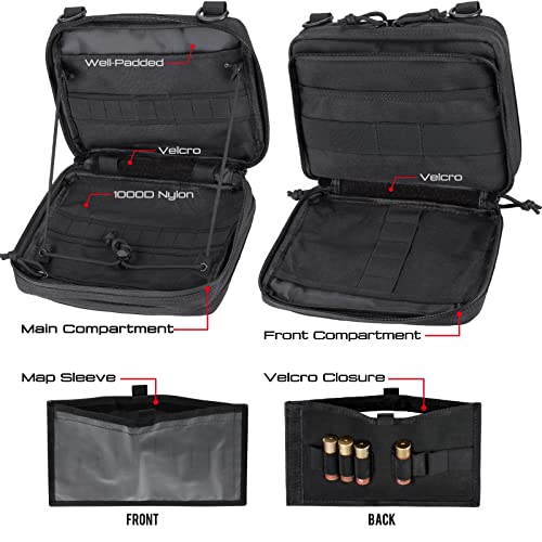 WYNEX Tactical Large Admin Pouch of Double Layer Design, Molle EDC EMT Utility Pouch with Map Sleeve Modular Tool Pouch Large Capacity Flag Patch Included - color: Black