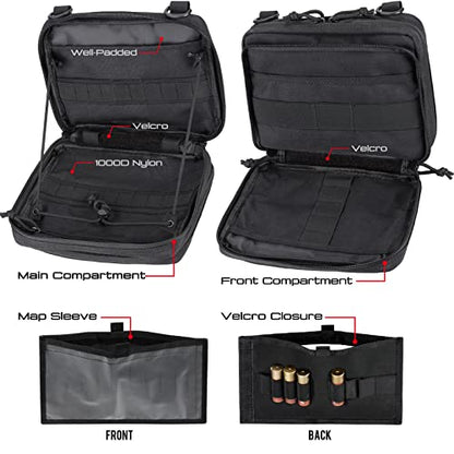 WYNEX Tactical Large Admin Pouch of Double Layer Design, Molle EDC EMT Utility Pouch with Map Sleeve Modular Tool Pouch Large Capacity Flag Patch Included - color: Black