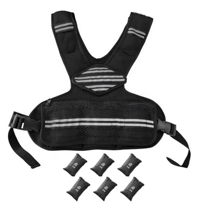 Adjustable Weighted Vest, Neoprene Weight Vest for Jogging,Walking, Running with Reflective Strips and Mesh Pockets - size: 4-10 LBS