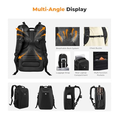 K&F CONCEPT Camera Backpack,Hardshell Photography DSLR Camera Bag with 15-15.6 Inch Laptop Compartment Waterproof Hard Shell Camera Case Compatible with Canon/Nikon/Sony/DJI Mavic Drone - color: Black