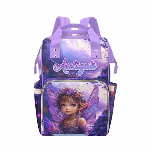Newcos Customized Baby Diaper Bag with Name, Personalized Diaper Backpacks with Water Bottle for Newborn Baby, Custom Name Nursing Tote Mommy Bags for New Mom Women Wife Travel Christmas Purple - color: Patten 03