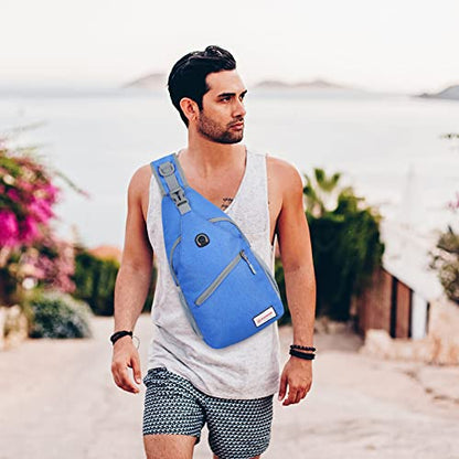ZOMAKE Sling Bag,Small Crossbody Sling Backpack,Water Resistant Shoulder Daypack for Travel,Anti Thief Chest Bag for Hiking(Blue) - color: Blue