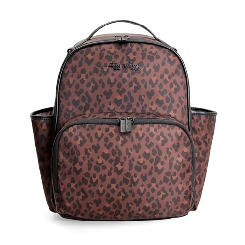 Itzy Ritzy Mini Diaper Bag Backpack – Chic, Compact Mini Plus Backpack with Changing Pad, 10 Pockets (6 Internal, 4 External), Grab-Top Handle & Rubber Feet – Leopard (Woven) - color: Leopard (Woven)