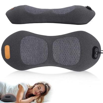3 in 1 Back Massager, Electric Lumbar Support Pillow Heat Vibration Massage Lower Back Spine Decompression Device, Dark Gray - color: Dark Grey