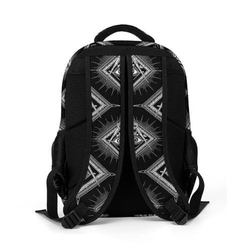 Large Capacity Laptop Backpack Freemasonry Freemason Logos Black, Sturdy Water Resistant College Bookbag with Water Bottle Pockets for Business Travel Gifts - color: Pattern (257)