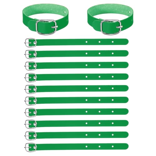 PATIKIL 15 Pcs Luggage Tag Strap, PU Leather Extender Buckle Straps Luggage Tags Strap Tag Holder Adjustable for Suitcase Hanging Accessories Travel, Green - color: Green