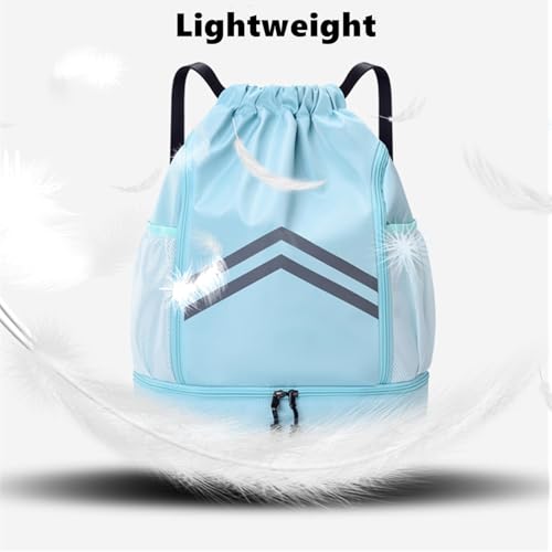 Sports Drawstring Backpack - Water Resistant Gym Bag with Shoes Compartment and Water Bottle Holder Pockets -Drawstring Bag String Cinch Bag for Gym, Travel, Swimming, Beach, Men Women (Pink) - color: Pink