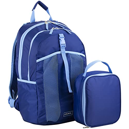 FUEL Lunch Backpack Set Student Water Resistant Bookbag Bag Soft Reusable Insulated Cooler Lunch Box Thermal Travel Office Lunch Bag, Lazuli Blue - color: Lazuli Blue
