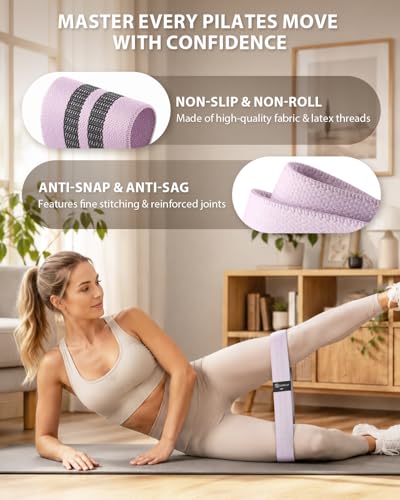 LIONSCOOL Pilates Ring Set – 14" Anti-Deformation Magic Circle with Padded Handles, Mini Ball, Resistance Bands, Guide & Bag - color: Pilates Ring Set - Lilac Frost