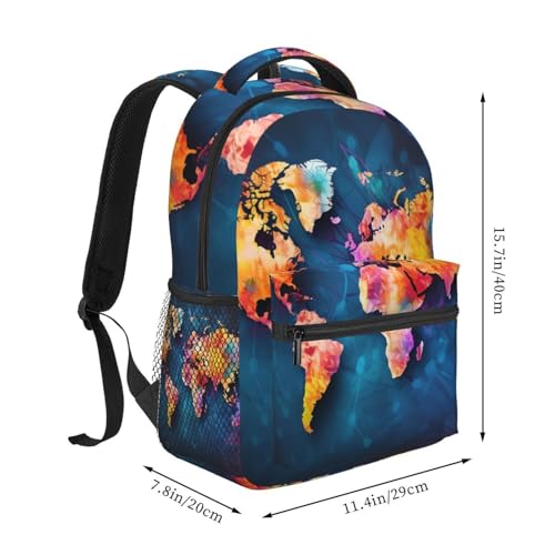 Travel Backpack Abstract World Map Carry on Backpack Lightweight Business 15.6inch Laptop Backpack for Men Women - color: Abstract World Map