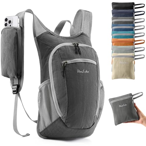 Uselike 10L Small Hiking Backpack Travel Daypack Lightweight Packable Back Pack for Women Men(Iron Grey) - color: Iron Grey