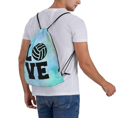 Love Volleyball Unisex Drawstring Backpack Bag Sport Gym Travel Swim Sackpack - color: Love Volleyball2