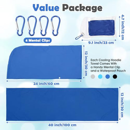 8 Pack Cooling Hooded Towels Set Cooling Towels for Neck and Face Microfiber Soft Breathable Sweat Rags Ice Scarf for Hot Weather Gym, Sports, Camping, Workout, Running, Outdoor Activities