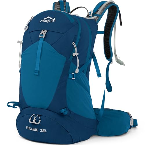 IX INOXTO Hiking Backpack, 26L/40L Waterproof Hiking Daypack with 3L Water Bladder and Rain Cover, Lightweight Travel Camping Backpack for Men Women (Blue) - color: Blue
