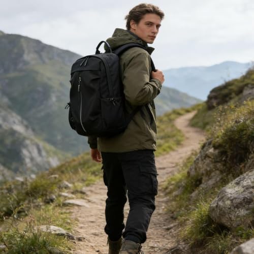 Laptop Backpack for Women and Men, Waterproof Lightweight Travel Daily Rucksack, Nylon Waterproof Material, for 15 inches Computer Bags (Black)