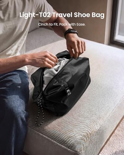 tomtoc Shoe Bag for Travel Packing Storage Gym, Odor-Resistant Travel Packing Organizer Pouch for Backpack Luggage Suitcase, Travel Essentials Fits up to US Men’s 13.5/ Women’s 15, L, 1-Pack - size: Shoe Bag-L