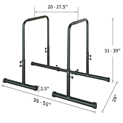 Dip Station Functional Heavy Duty Dip Stands Fitness Workout Dip bar Station Stabilizer Parallette Push Up Stand, Adjustable Dip Bar Station for Home Gym, Calisthenics & Upper Body Workout Equipment
