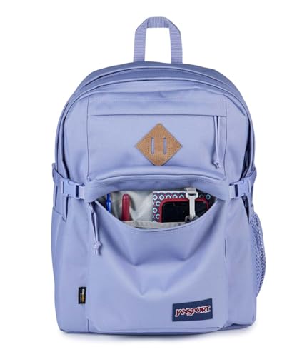 JanSport Main Campus FX Backpack - Travel or Work Bag w 15-Inch Laptop Pack with Leather Trim, Lavender Ash - color: Lavender Ash