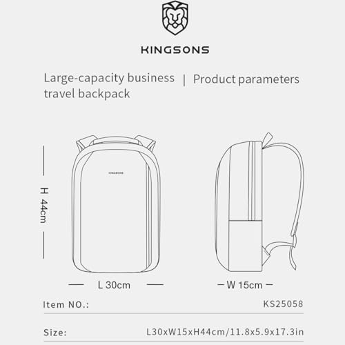 Kingsons 15.6 Inch Laptop Compartment Backpack for Men,Waterproof Slim Durable Business Backpack for Work，Travel (KS25458-Blue-US-1) - color: Ks25458-blue-us-1