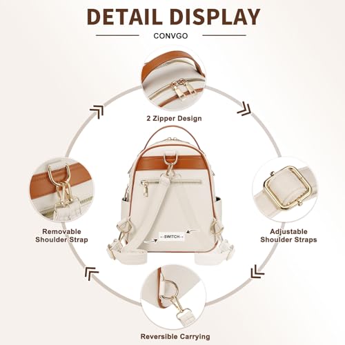 Small Backpack Purse for Women PU Leather Mini Backpack, Beige - color: Beige