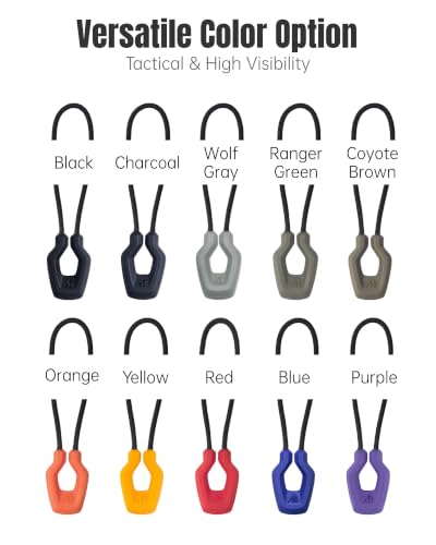 Y-SHP MATRIX Zipper Pulls 6-Pack TPU Polyester Replacement EDC Wolf Gray - color: Wolf Gray
