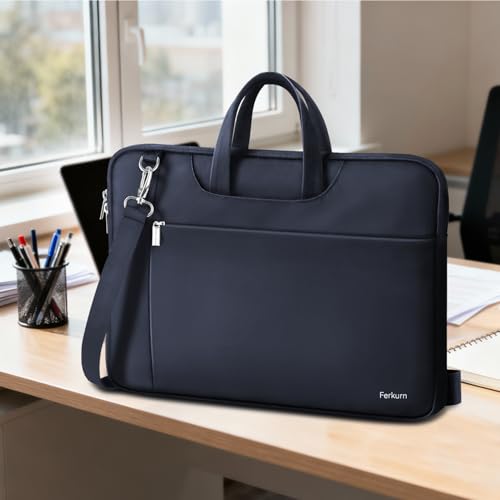 Ferkurn Laptop Case Bag Women Men Computer Sleeve with Shoulder Compatible with HP/Inspiron/Thinkpad/Vivobook/MSI/Surface, 17.3 inch, Blue - color: Navy Blue, size: 17.3 inch