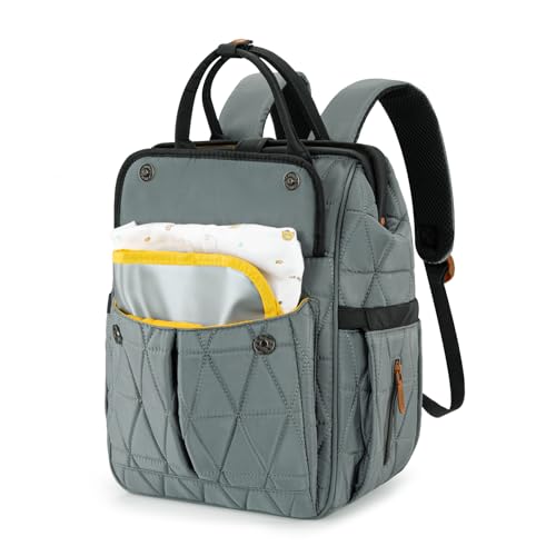 Montana West Wrangler Diaper Bag Backpack Baby Essentials Bag Quilted Travel Backpacks with Insulated Pockets, Portable Changing Pad, Stroller Straps, Pacifier Case - color: Grey
