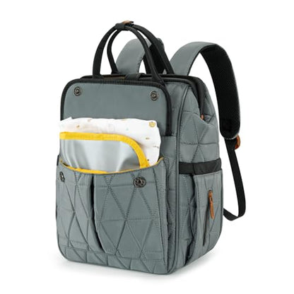 Montana West Wrangler Diaper Bag Backpack Baby Essentials Bag Quilted Travel Backpacks with Insulated Pockets, Portable Changing Pad, Stroller Straps, Pacifier Case - color: Grey