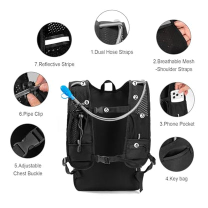 Tactical Hydration Backpack,Water Pack with 2L Leakproof Water Bladder | BPA-Free, 900D Polyester, MOLLE System, Breathable Back Panel, Adjustable Chest Strap for Hiking, Camping, Cycling & Trekking