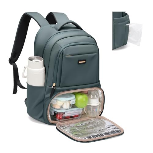 GOLF SUPAGS Lunch Backpack 16 Inch Laptop Backpack with Insulated Cooler Lunch Box Food Bag for College Work Camping Picnics (Atrovirens) - color: Atrovirens