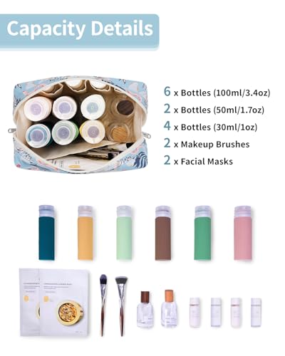 Narwey Cute Makeup Bag Travel Cosmetic Bag Organizer Toiletry Bag Make Up Bags with Compartments for Women Girls (Large, Aqua Flamingo) - color: BA-Aqua Flamingo, style: Large