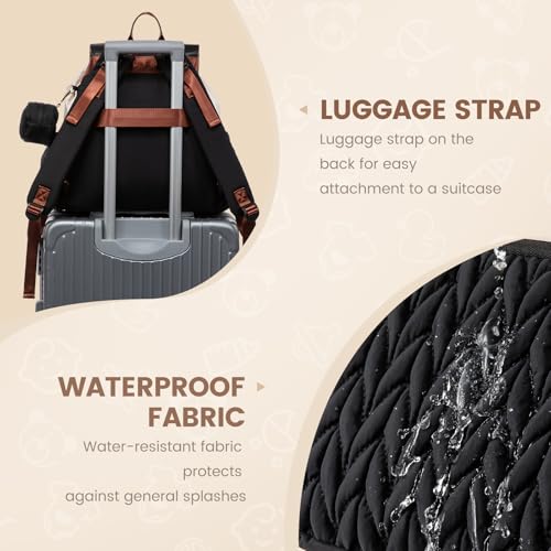 LOVEVOOK Diaper Bag Backpack, Small Baby Bag, Cute Baby Diaper Bag, Stylish Water-Resistant Travel Baby Bag for Mom, Baby Backpack with Changing Pad, Stroller Straps -Black Beige - color: Black Beige