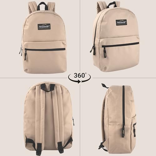 Trail maker Classic 17 inch Backpacks with Adjustable Padded Straps | School Backpacks for Girls, Boys (Khaki) - color: Khaki