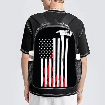 Rucksack Polyester Anti-Theft Multipurpose American Thin Red Line Flag Firefighter Black Pattern Carry On Bag Large Capacity Travel and Sport Backpack Rucksack With Smooth Zippers - color: Pattern 205