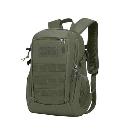 ArcEnCiel 10L/20L Mini X-Small Tactical Backpack MOLLE Daypack Gear Pack Camping Bag with Patch - color: Grey&green, size: 20L