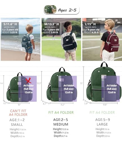 atgark Toddler Backpack for Boys 2-5: Preschool Kindergarten Backpack - 13" Daycare Backpack Fit A4 Folder - color: Broccoli, style: Ages 2-5 (13" H Fit A4 Folder)