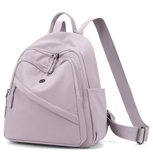 Mini Backpack Purse for Women Lightweight Nylon Casual Bag Small Daypacks for Work Travel (C Light Purple) - color: C Light Purple