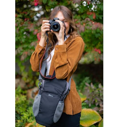 S-ZONE Camera Bag DSLR/SLR Waterproof Camera Case for Photographers Holster Compatible with Nikon Canon Sony | Strong Buckle,Rain Cover,Compatible with Nikon Canon Sony - color: Black