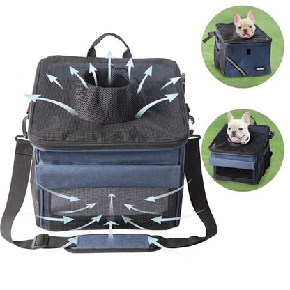 Pet Carrier Bicycle Basket Bag Pet Carrier/Booster Backpack for Dogs and Cats with Big Side Pockets,Comfy & Padded Shoulder Strap,Travel with Your Pet Safety（Classic Blue） - color: Classic Blue