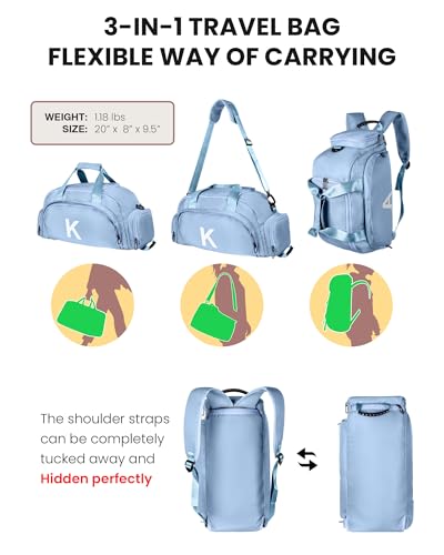 Tween Girls Trendy Stuff, Initial Gym Bag, Dance Bag for Girls - color: Light Blue, style: E