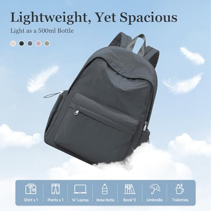 Simple School Backpack For Women Men Aesthetic Medium Backpack Lightweight Casual Daypack College Backpacks Cute Bookbag for Teens Girls Boys Basic Bagpack（Grey） - color: Grey