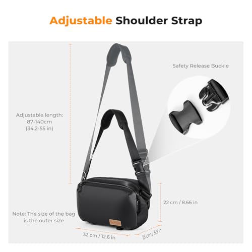 K&F CONCEPT Camera Sling Bag Crossbody Bag Waterproof Camera Shoulder Backpack DSLR/SLR/Mirrorless Camera Case - color: 09 Black Medium