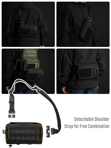 TACTICAL_GEEK Cache L3C EDC Sling Bag Chest, Lightweight Shoulder Daypack, Travel Hiking Concealed Carry, Crossbody Bag, Tactical Backpack, Hiking Ambidextrous Strap (1000D-Black) - color: L3c-black