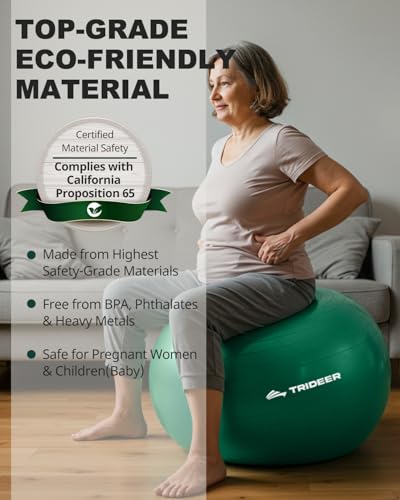Trideer Exercise Ball for Physical Therapy, Core Strength, Stability & Balance Training, Swiss Ball for Yoga, Fitness & Rehabilitation - size: Standard Support-Medium (19-22 inches/48-55 cm)