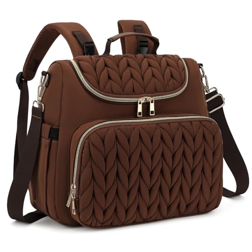 Small Diaper Bag Backpack Quilted Mini Baby Crossbody Diaper Bag Tote for Mom and Baby Girls Boys (Brown) - color: Brown