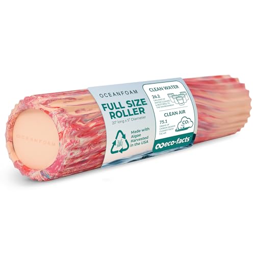 Oceanfoam Tidal Roller - Cotton Candy - Muscle Massage Foam Roller for Back Pain & Stretching - Firm and Ergonomic Wide Wave Textured - Yoga, Athletics, & Wellness - Full Size, 20" x 5" - color: Cotton Candy