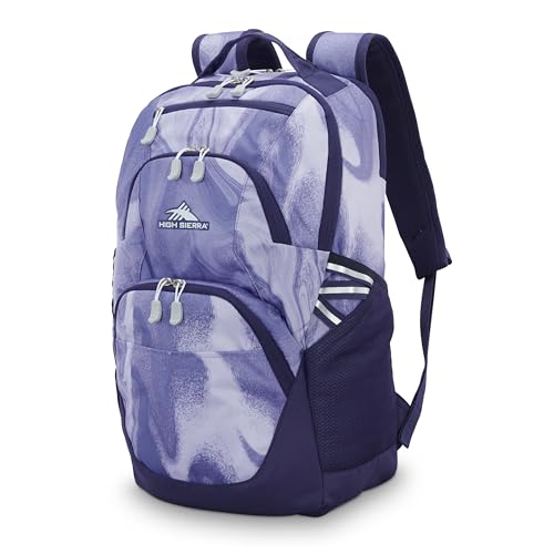 High Sierra Swoop SG Backpack, Travel or Work Laptop Bookbag with Drop Protection Pocket, and Tablet Sleeve, One Size, Purple Marble Swirl - color: Purple Marble Swirl
