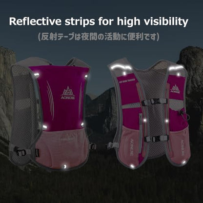 Azarxis Running Water Bottles Flask BPA Free Leakproof Hydration Vest Packs Waist Belt Replacement for Triathlon Marathon Hiking Cycling Climbing Runner - color: #4 Rose Red (5L) with a 500ml Soft Flask